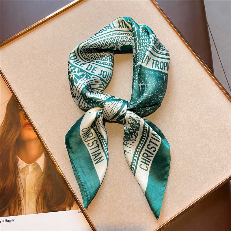 Women Fashion Necktie - Шелковый атласный носовой платок с буквенным