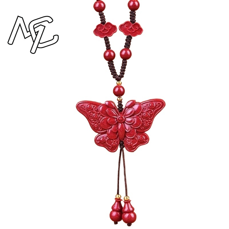 Women'S Fashion Jewellery - Модное красное киноварь, нефритовая подвеска-бабочка, ожерелье,