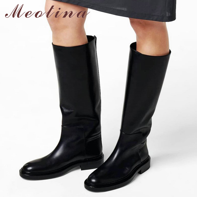 Women'S Fashion Knee High Boots - Meotina/женские сапоги до колена из натуральной