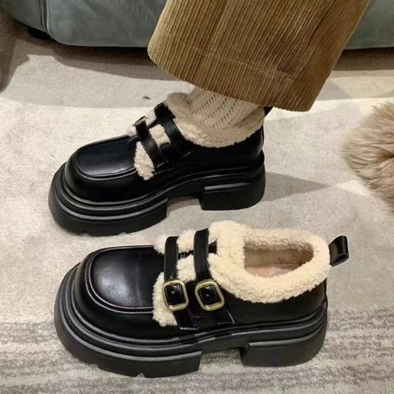 Women'S Fashion Shoes - Зимние маленькие кожаные туфли в британском