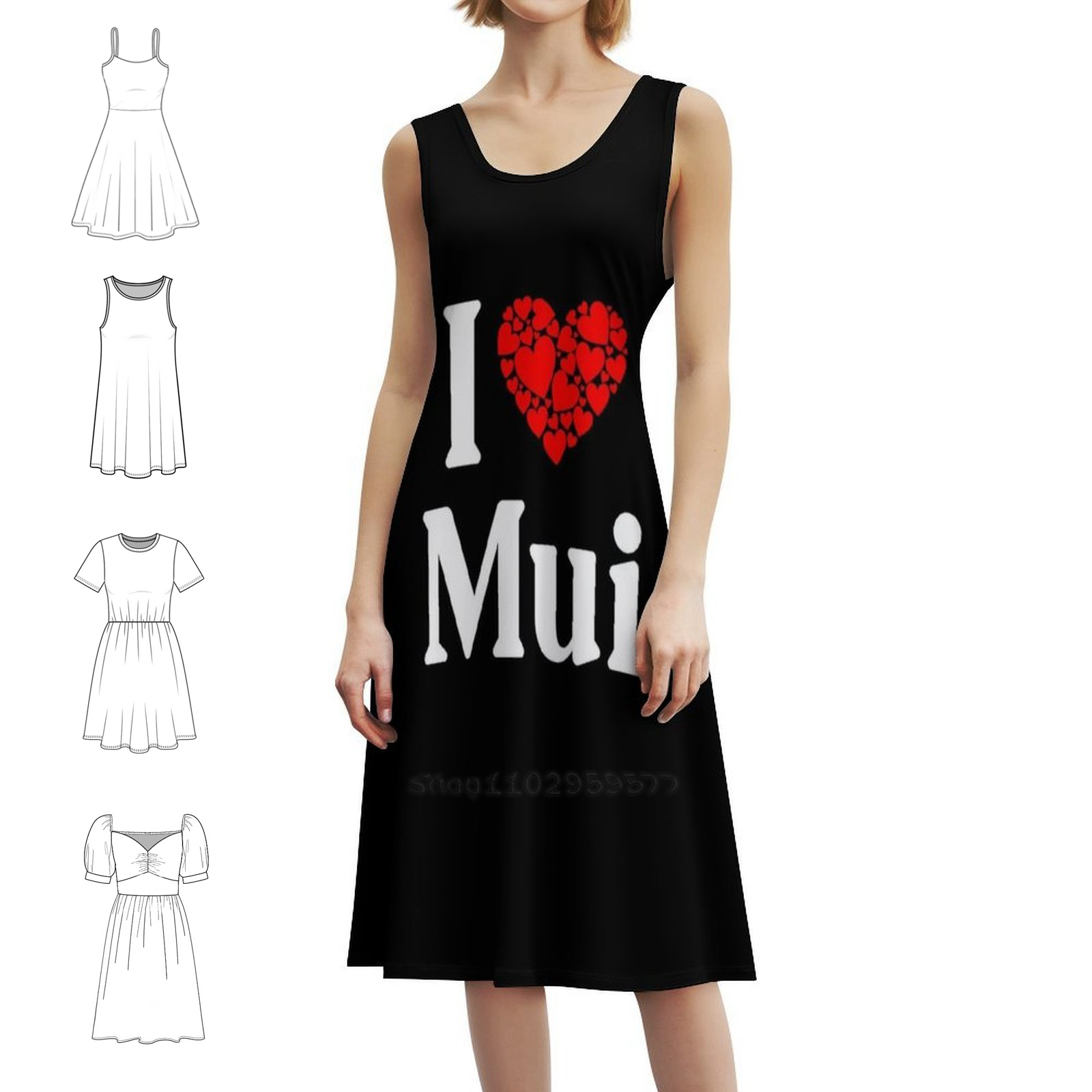 Women Fashion Dress Names - Mui Heart-I Love Mui Boho Шикарное