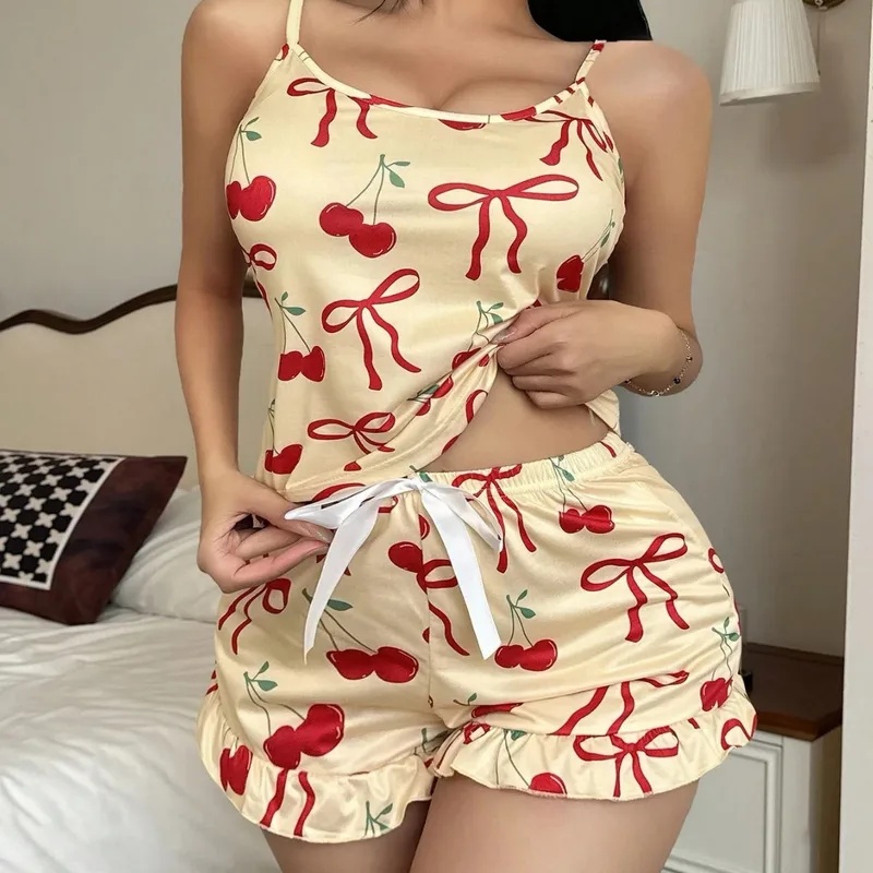 Летний новый женский пижамный  – обзор и цена Lace Trim Cami