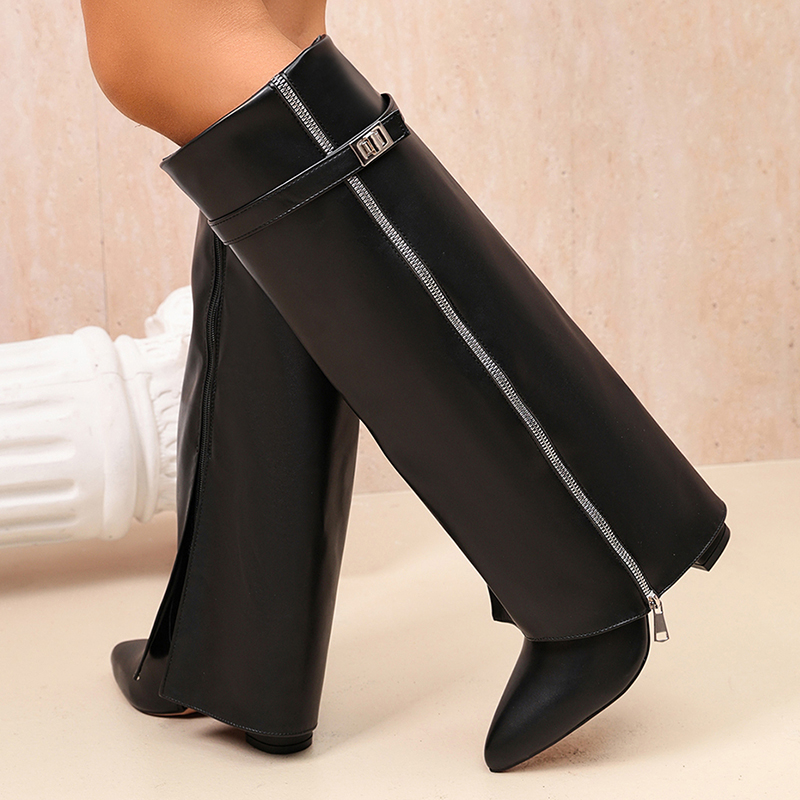 Модные черные сапоги из искусс – обзор и цена Women'S Fashion Knee High Boots